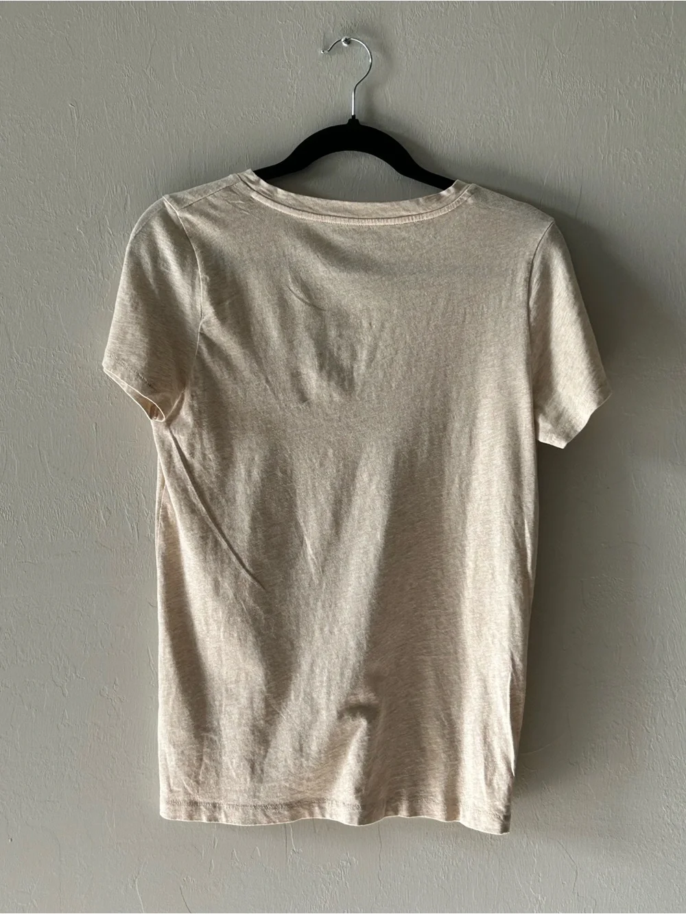 J Crew Factory Women's Short Sleeve Vintage Slub Cotton V Neck Beige Tee Sz M